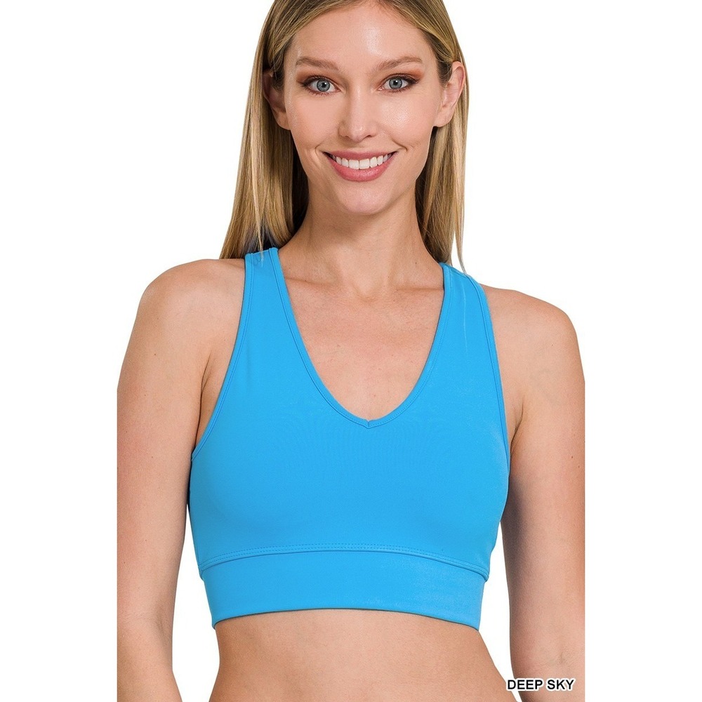 Zenana Athletic Racerback Cropped Tank Top Deep Sky Small 17642